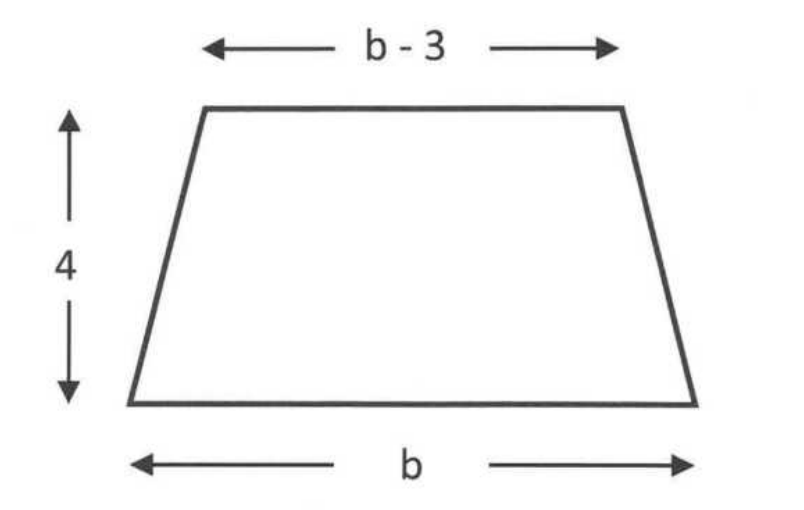 Skizze eines Trapezes mit eingezeichneten Maßen b, b-3 und Höhe 4